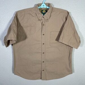 Cabelas Shirt Mens XL Tan Button‎ Down Outdoor Hunting Shooting Hiking Vented